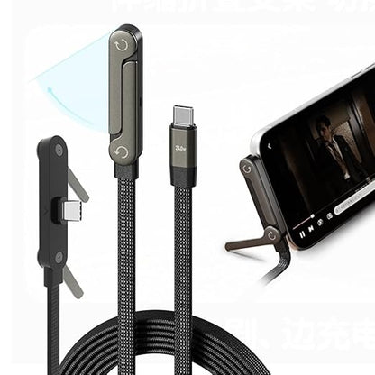 2 in 1 usb c cable fordable phone stand  240W Fast Charging Cable