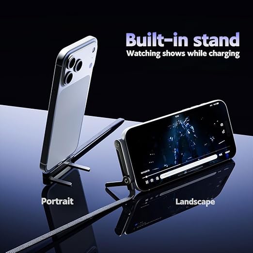 2 in 1 usb c cable fordable phone stand  240W Fast Charging Cable
