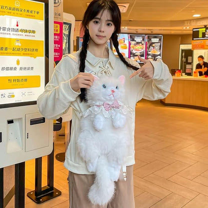 Cute Plush Animal Cat Backpack Multiple Fashion Shoulder Bags